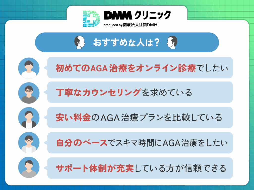 AGAオンライン診療のDMMオンラインクリニックがおすすめな人