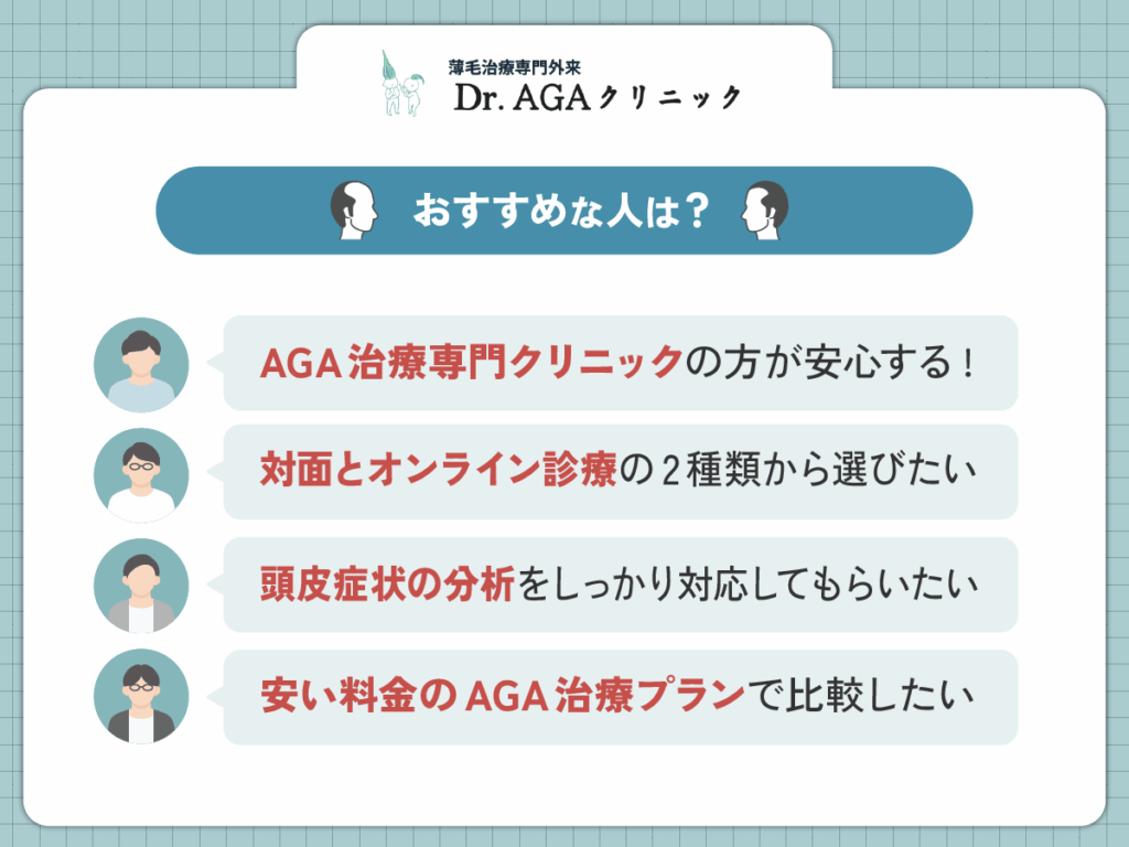 AGAオンライン診療のDr.AGAクリニックがおすすめな人