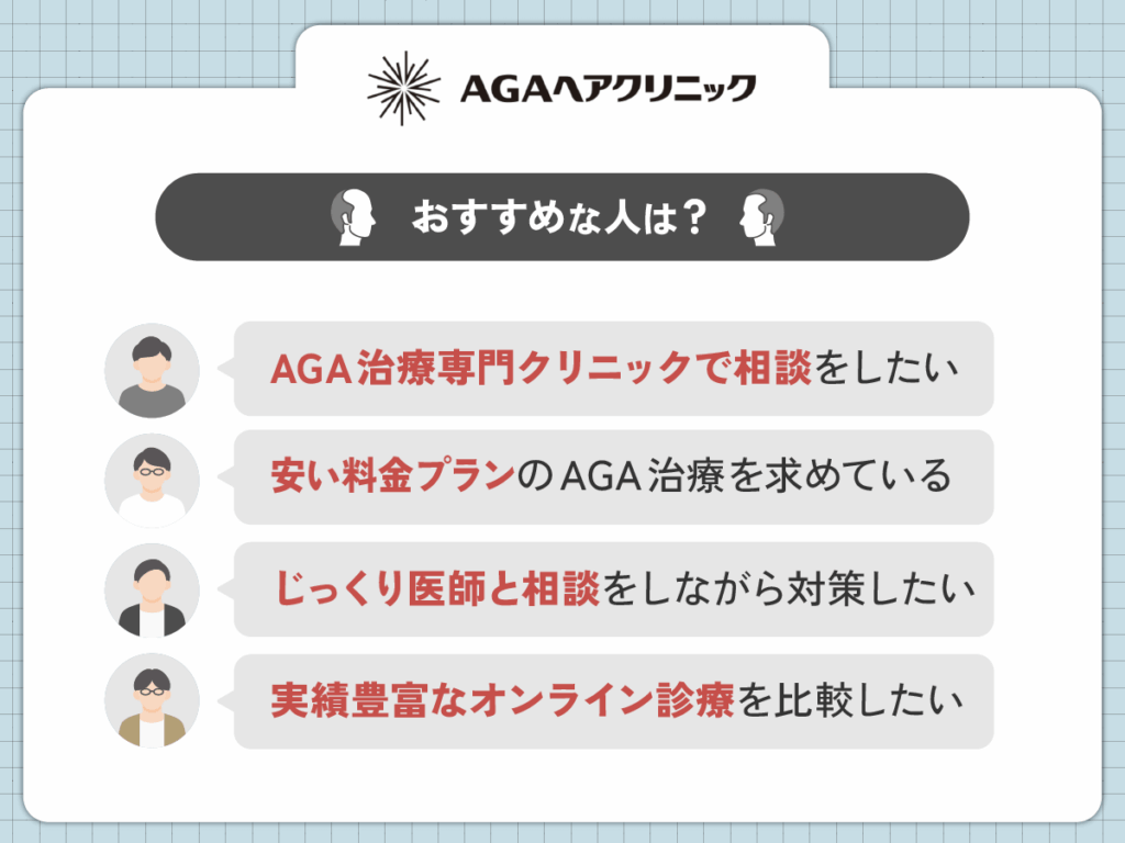 AGAオンライン診療のAGAヘアクリニックがおすすめな人